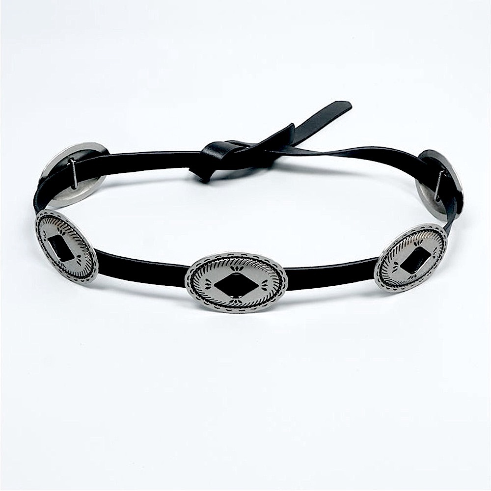 Vintage Faux Leather Silver Buckle Belt